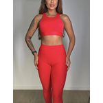 Conjunto Calça Top Camiseta Vermelho Apple