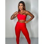 Conjunto Calça Top Ombro Vermelho Apple