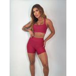 Conjunto Shorts Curto Top Faixas Vinho Boheme