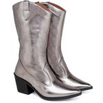 9811 Bota Texana Western Country Cano Médio Metalizado Prata Velho