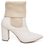 9505 Bota Cano Curto Salto Grosso Médio Napa/Knitted Off White