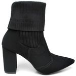 9505 Bota Cano Curto Salto Grosso Médio Nobuck/Knitted Preto