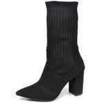 9505 Bota Cano Curto Salto Grosso Médio Nobuck/Knitted Preto