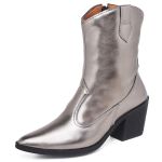 9812 Bota Texana Western Country Cano Baixo Metalizado Prata Velho