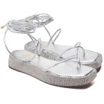 11001 Sandália Flat Strass Metalizado Prata