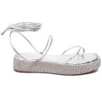 11001 Sandália Flat Strass Metalizado Prata