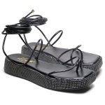 11001 Sandália Flat Strass Napa Preto