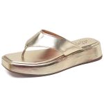 11003 Sandália Flat Metalizado Ouro Light
