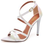 7911 Sandália Salto Alto Bico Folha Arraia Furtacor Branco