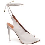 7946 Sandália Salto Alto Bico Folha Napa Off White