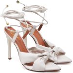 7954 Sandália Salto Alto Bico Folha Napa Off White