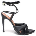 7954 Sandália Salto Alto Bico Folha Napa Preto