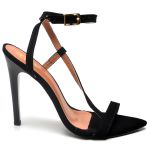 7956 Sandália Salto Alto Bico Folha Nobuck Preto