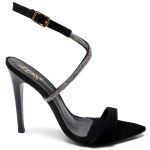 7959 Sandália Salto Alto Bico Folha Nobuck Preto