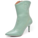 9113 Bota Texas Cano Médio Salto Fino Médio Napa Esmeralda