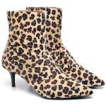 9215 Bota Cano Curto Salto Fino Baixo Pelo Onça