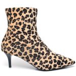 9215 Bota Cano Curto Salto Fino Baixo Pelo Onça