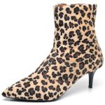 9215 Bota Cano Curto Salto Fino Baixo Pelo Onça