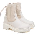 9314 Bota Coturno Cano Médio Napa/Knitted Off White