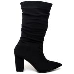 9506 Bota Cano Médio Enrrugado Salto Médio Nobuck Preto