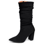 9506 Bota Cano Médio Enrrugado Salto Médio Nobuck Preto