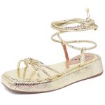 11018 Sandália Flat Cristal Ouro Light