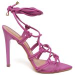 7950 Sandália Salto Alto Bico Folha Napa Velvet