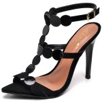 7963 Sandália Salto Salto Bico Folha Nobuck/Verniz Preto