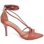 8926 Sandália Salto Médio Bico Folha Napa Blush