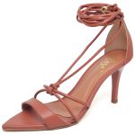 8926 Sandália Salto Médio Bico Folha Napa Blush