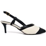 3201 Scarpin Slingback Salto Baixo Napa Preto/Off white