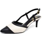 3201 Scarpin Slingback Salto Baixo Napa Preto/Off white