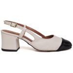 5665 Scarpin Slingback Salto Médio Verniz Preto/Napa Off White