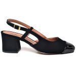 5665 Scarpin Slingback Salto Médio Verniz/Nobuck Preto