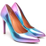 Scarpin Salto Alto Degrade Metal Turquesa