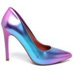 Scarpin Salto Alto Degrade Metal Turquesa