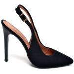 7968 Scarpin Slingback Salto Alto Nobuck Preto