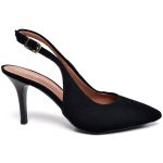8968 Scarpin Slingback Salto Médio Nobuck Preto