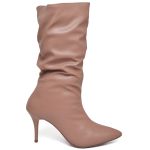 9106 Bota Cano Médio Enrugado Salto Médio Napa Mocha Mousse