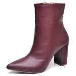 9501 Bota Cano Curto Salto Grosso Médio Napa Marsala