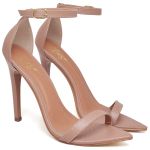 7910 Sandália Salto Alto Bico Folha Napa Mocha Mousse