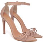 7912 Sandália Salto Alto Bico Folha Napa Mocha Mousse
