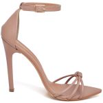 7912 Sandália Salto Alto Bico Folha Napa Mocha Mousse