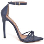 7912 Sandália Salto Alto Bico Folha Napa Navy