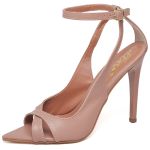 7929 Sandália Salto Alto Bico Folha Napa Mocha Mousse