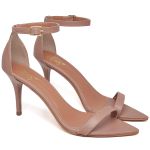 8910 Sandália Salto Médio Bico Folha Napa Mocha Mousse