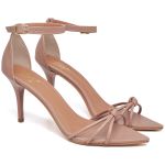 8912 Sandália Salto Médio Bico Folha Napa Mocha Mousse