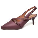 3271 Scarpin Slingback Salto Baixo Napa Marsala
