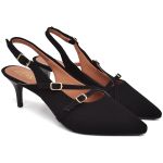 3271 Scarpin Slingback Salto Baixo Nobuck Preto