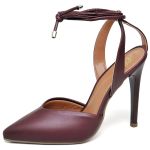 7916 Scarpin Salto Alto Bico Folha Napa Marsala